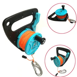 150ft Line SMB Dive Wreck Cave Diving Reel with Handle Thumb Stopper Clip Hook for Underwater Scuba Diving Diver Snorkeling