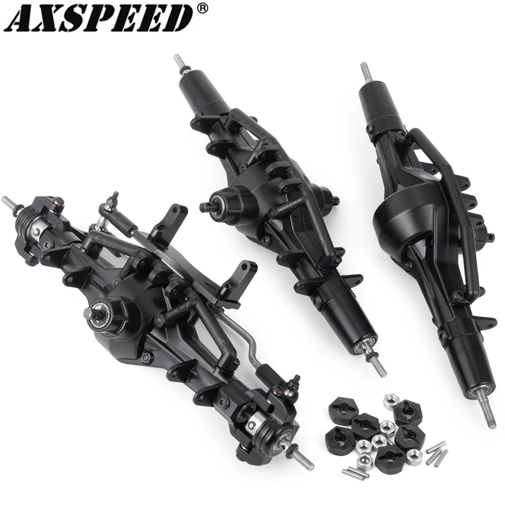 AXSPEED Metal Straight Complete Axle Front & Middle & Rear Portal Axle for 1/10 RC Crawler Car Axial SCX10 AX90021 90027 90028