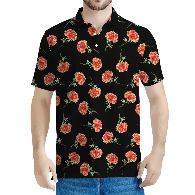 

Summer new men's short-sleeved POLO shirt summer fashion large size short-sleeved colorful floral pattern printed top lapel