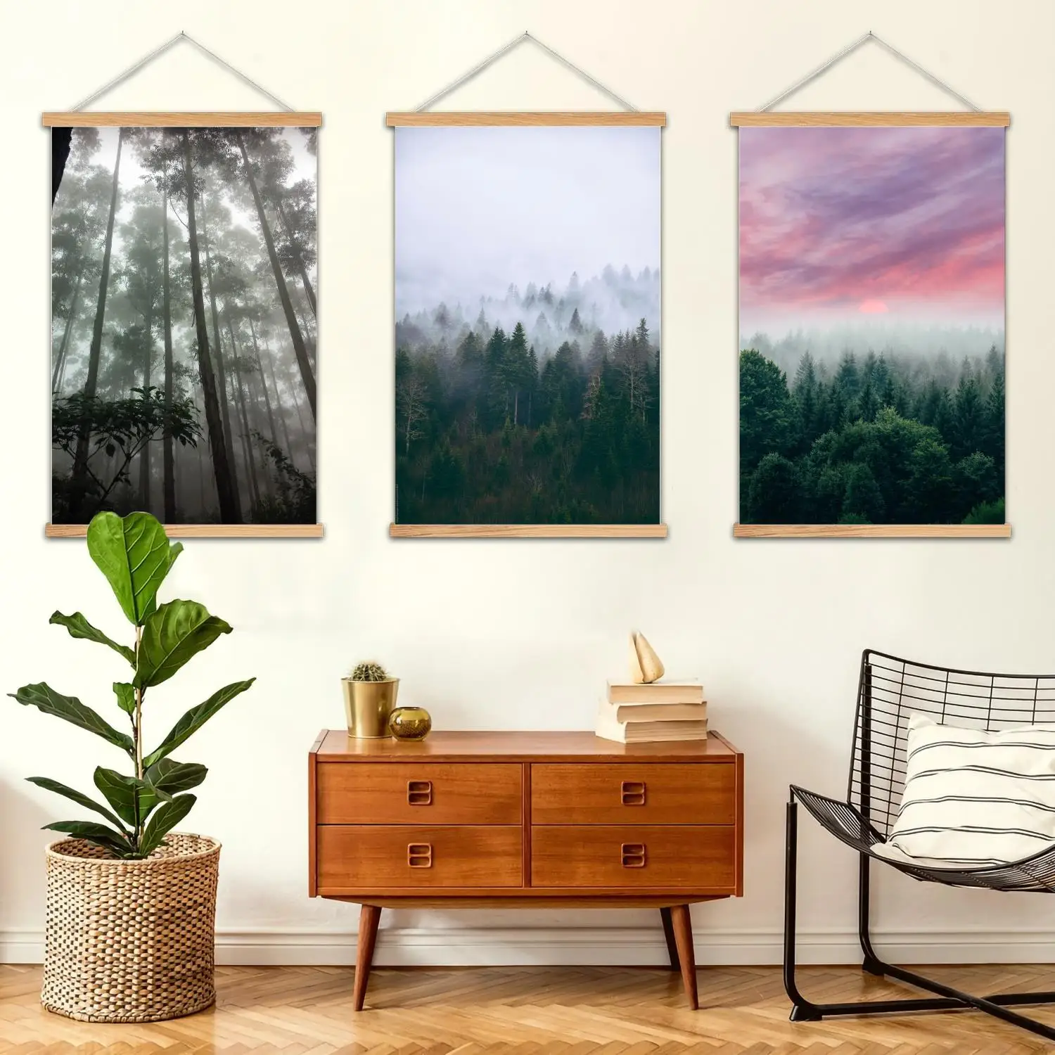 misty forest Framed Wall Painting Canvas Art Poster and Wall Art,  Modern Family Bedroom Decor, Posters,Decorative painting