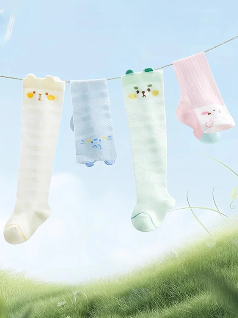 Baby Mesh Thin Socks Toddler Soft Skin-friendly Long Socks Kids Summer Breathable Cotton  Stockings Girls Boys 0-6M 6 Pairs