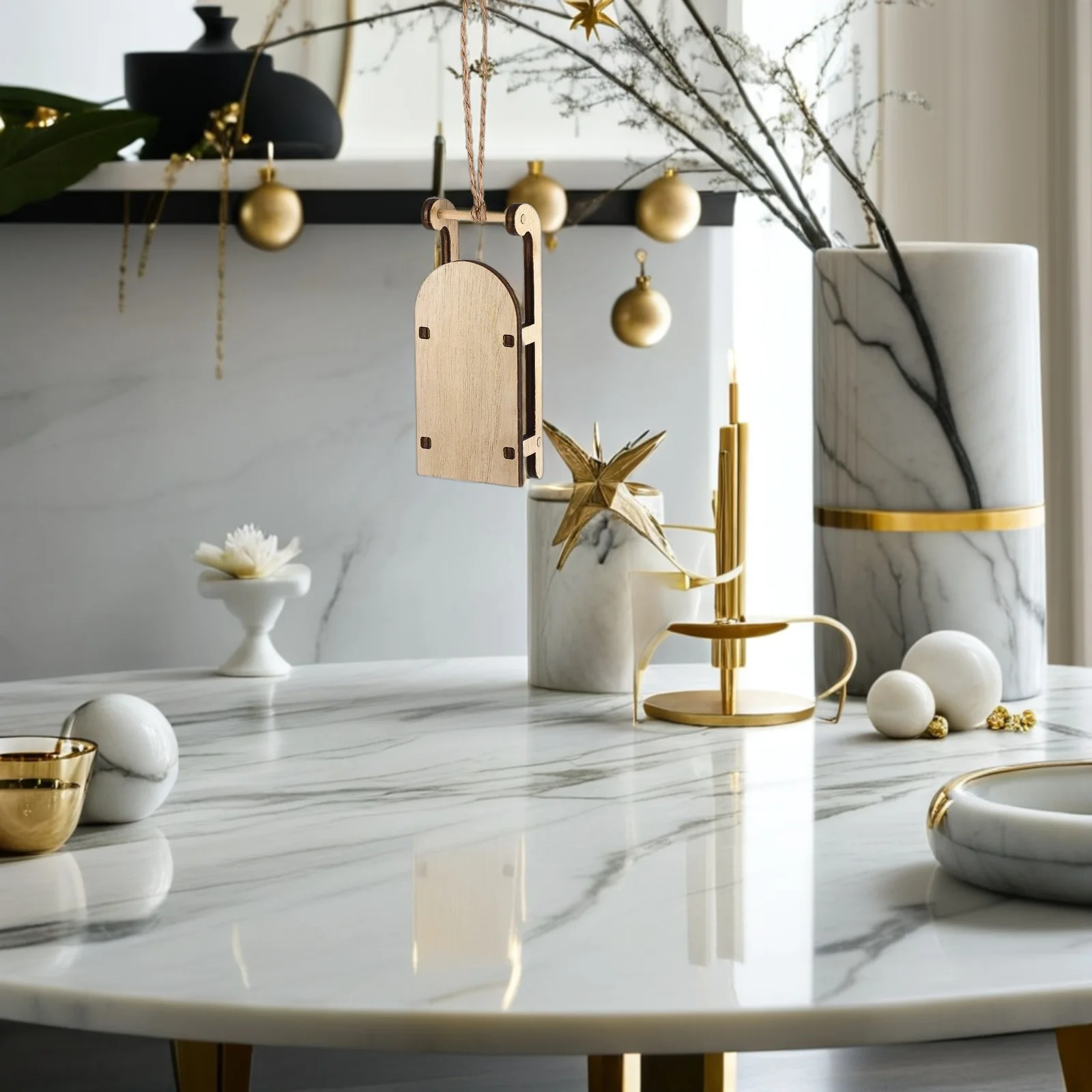 

3Pcs Wooden Mini Sleigh DIY Craft Kit Rustic Christmas Sled Ornament for Home Decor Mantel Shelf Xmas Tree Hanging Pendant