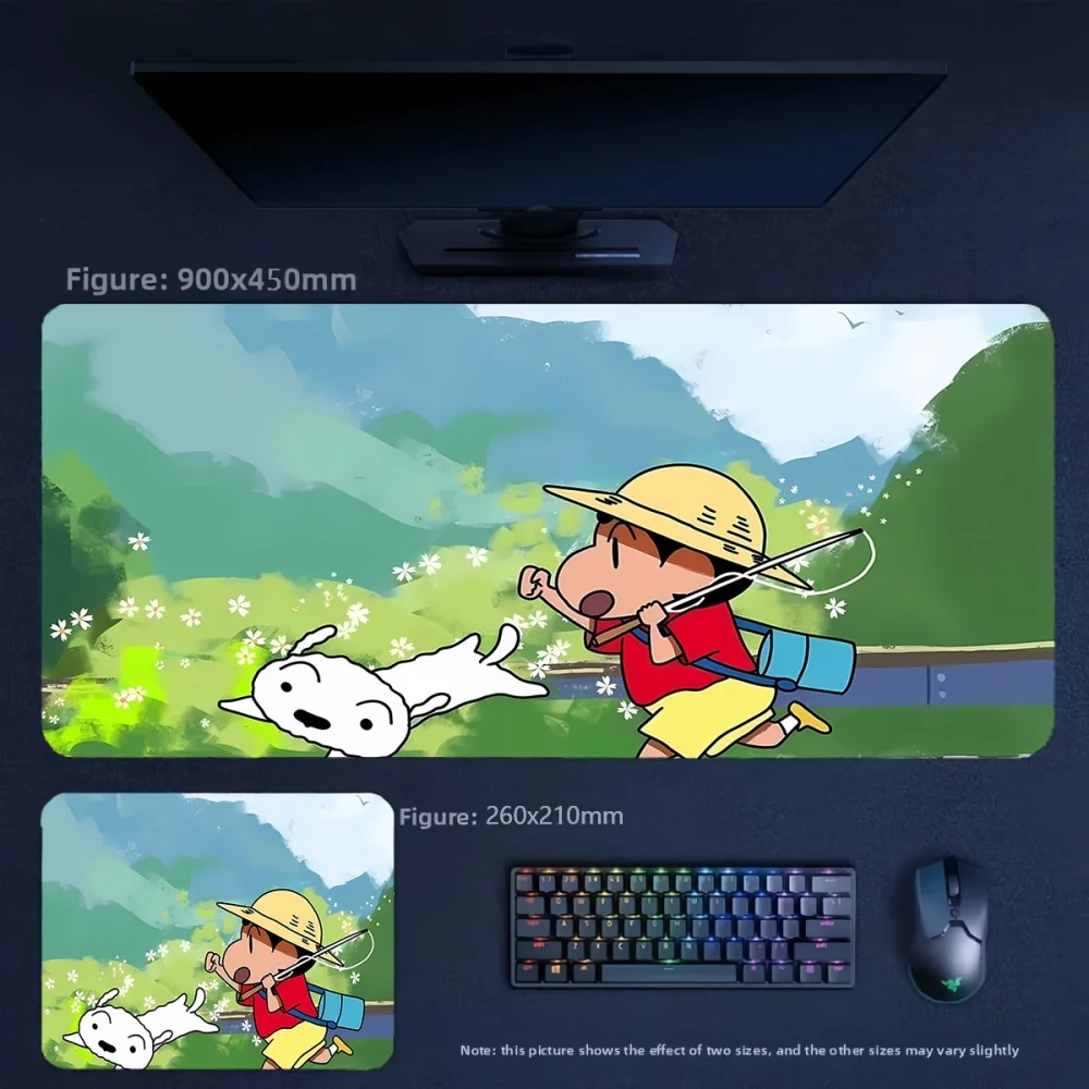 Girls Office Large Size High Value Tabletop Pad Animation Crayon Shin-chan and His Friends Leather Non-slip Mouse Pad Table Mat