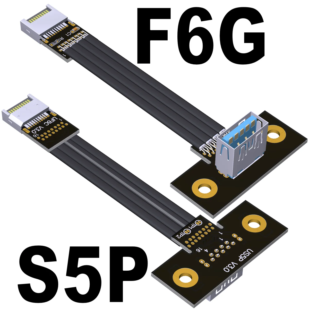 USB 3.1 Gen2 Type-A Female to 20Pin Type-E Male Flat Extension Cable 10Gbps 16P Up/Down Angle for Motherboard Internal Connectio
