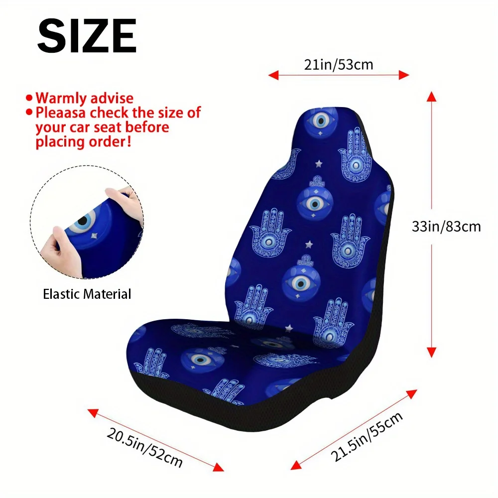 2pcs Mystic Blue Eyes Car Seat Covers Set – Trendy, High-Quality Protector Covers, Fit For Most Cars, Comfortable, Durable Des