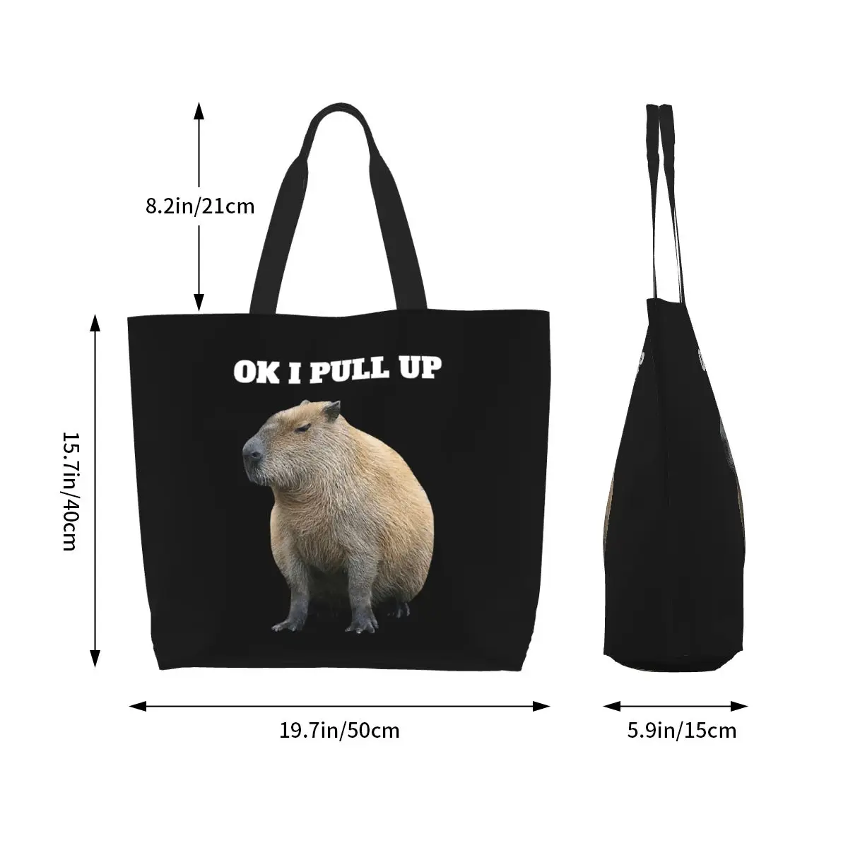 Capybara Shopping Tote Bag Canvas Large Capacity Shoulder Bags Shopper Grocery Handbag for Women