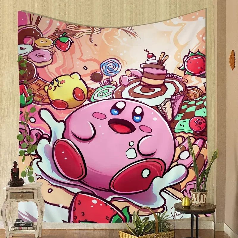 Cartoon Cute K-Kirby Tapestry Printed Large Wall Tapestry Art Science Fiction Room Home Decor Decor Blanket # 0@