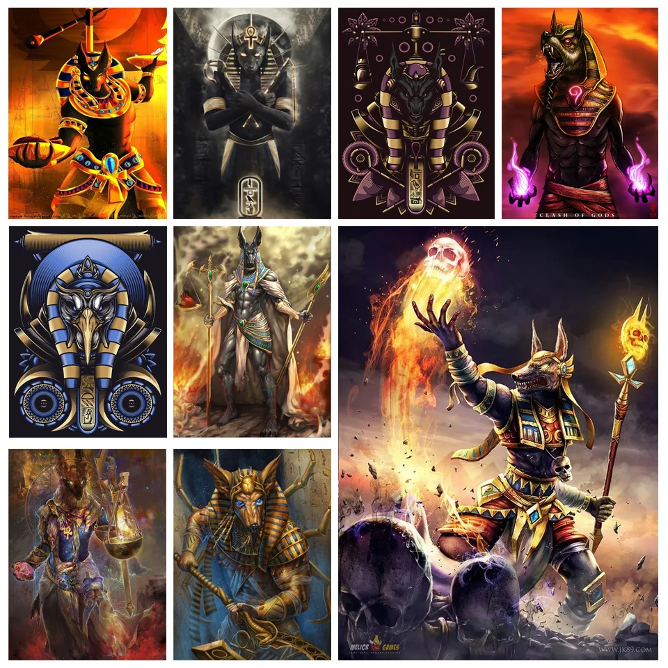 Full Square Diy Diamond Painting Anubis Gods Of Egypt Embroidery Diamond Mosaic Religious Rhinestone Picture Home Decor TT653