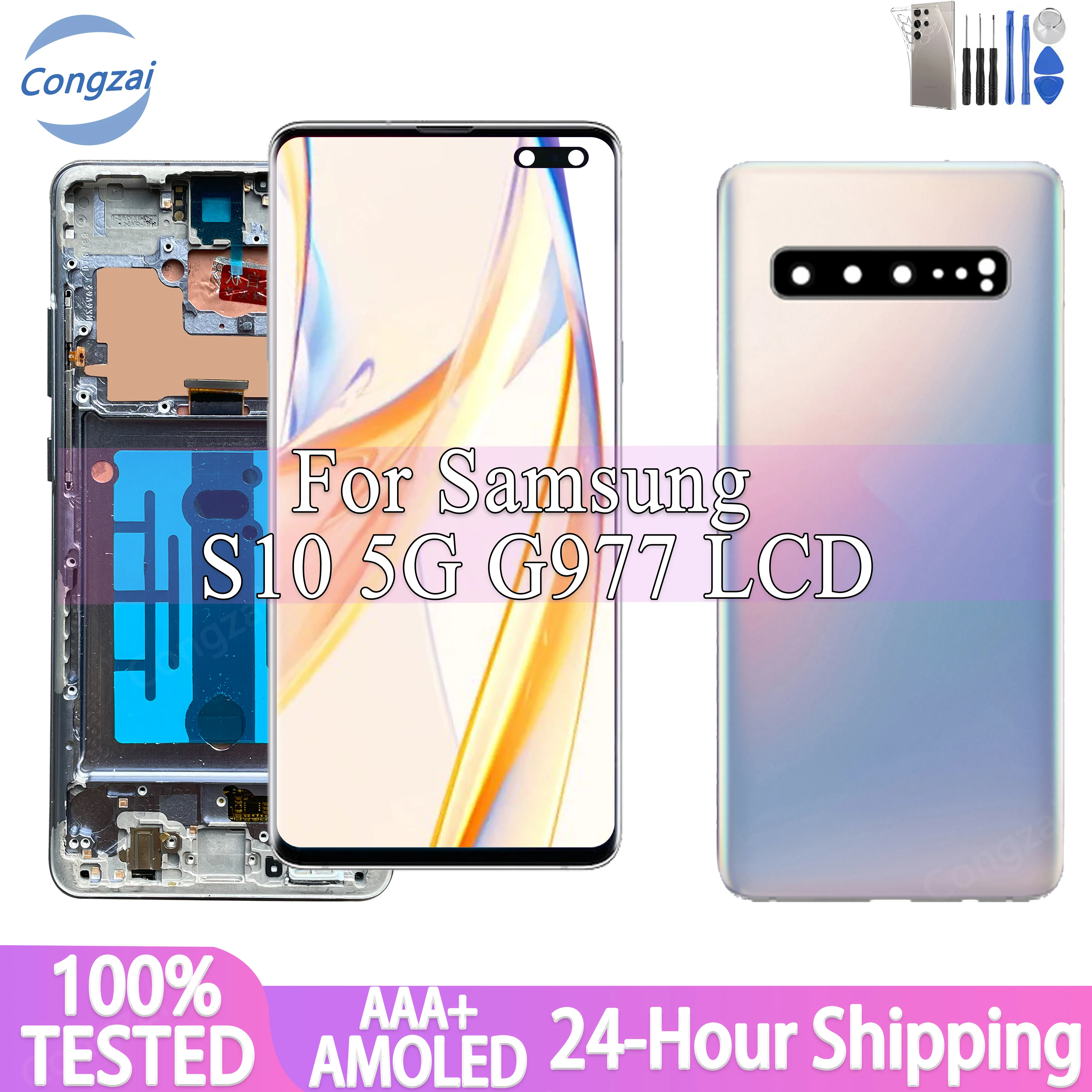 Super Amoled For Samsung Galaxy S105G LCD G977N G977U Display New Touch Screen Digitizer  Assembly S105gLCD G977+Free Back Cover