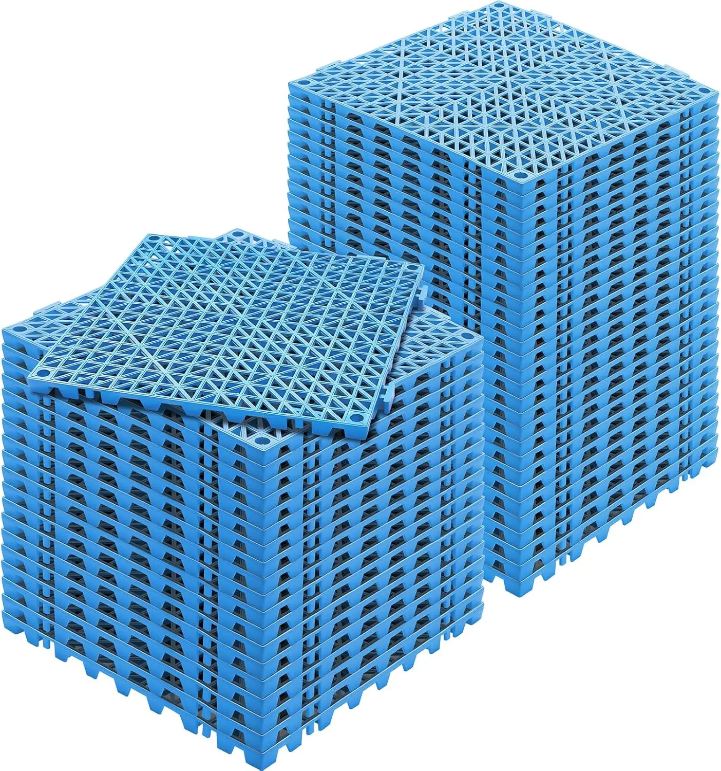 

Interlocking Tile 50PCS Blue,Drainage Tiles 12" x 12"Splicing,Soft PVC Interlocking Drainage Floor Tiles,Non-Slip Drainage Holes