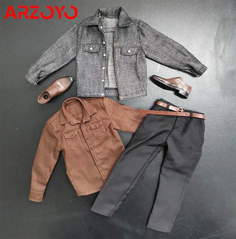 1/6 Scale Cold-blooded Killer Anton Cowboy Jacket Shirt Pants Clothes Set Model Fit 12 inch Male Soldier Action Figure Body