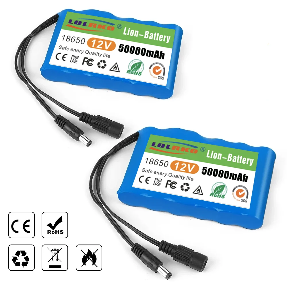 Superior quality 3S2P DC 12V 50000mAh 18650 Li-ion Rechargeable Battery Pack Charging Power Bank For GPS Car Camera + Charge