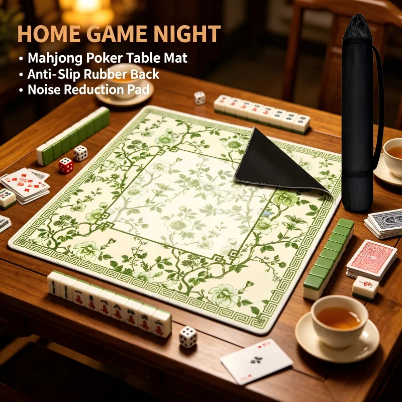 80cm Mahjong Table Mat Poker Card Nine Game Table Pad Rubber Anti Slip Wear Resistant Noise Reduction Square Table Cloth