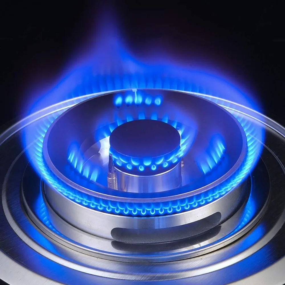 موقد غاز مدمج - موقد غاز من الزجاج المقسى باللون الأسود - دعم مقلاة حديد الزهر القوية - إشعال النبض الإلكتروني - لهب