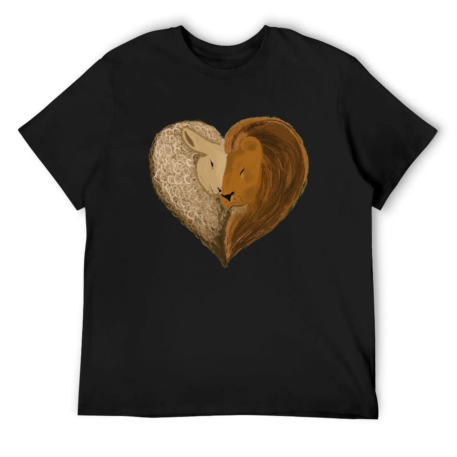 

Lion and Lamb Love Heart Design T-Shirt animal prinfor boys graphic shirts men clothes