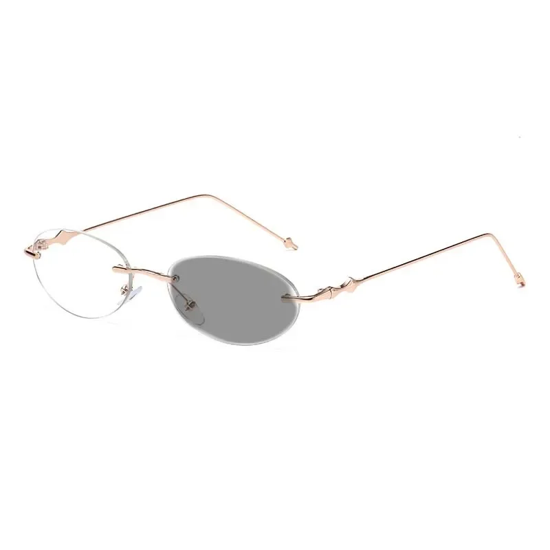 Fashionable Frameless Photochromic Myopia Glasses Elliptical High-definition Lenses and Star Shaped Anti Blue Light Glasses