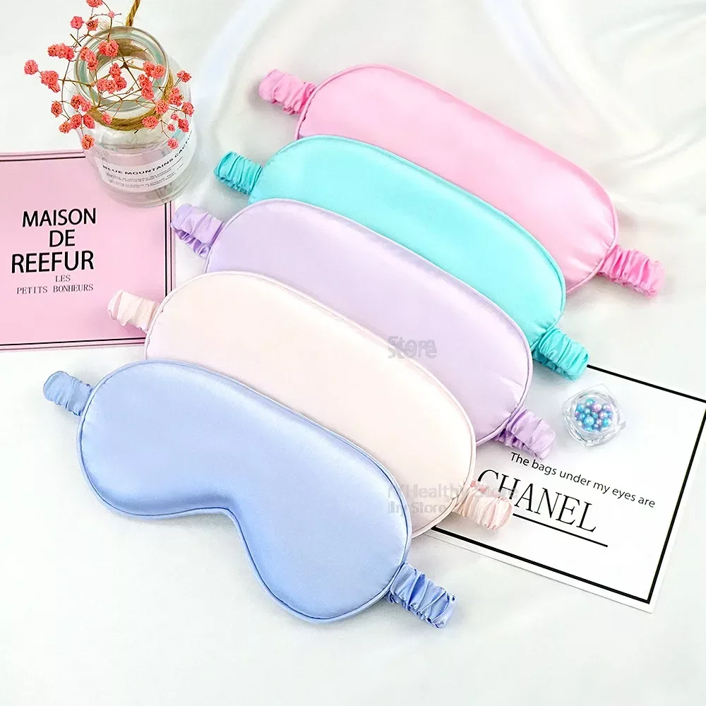 Jedwabne przepaska na oko cieniowanie maska do spania Eyepatch Travel Relax Cover Eyeshade Health Sleeping Shield pomoc w pomocy Blindfold mężczyźni kobiety