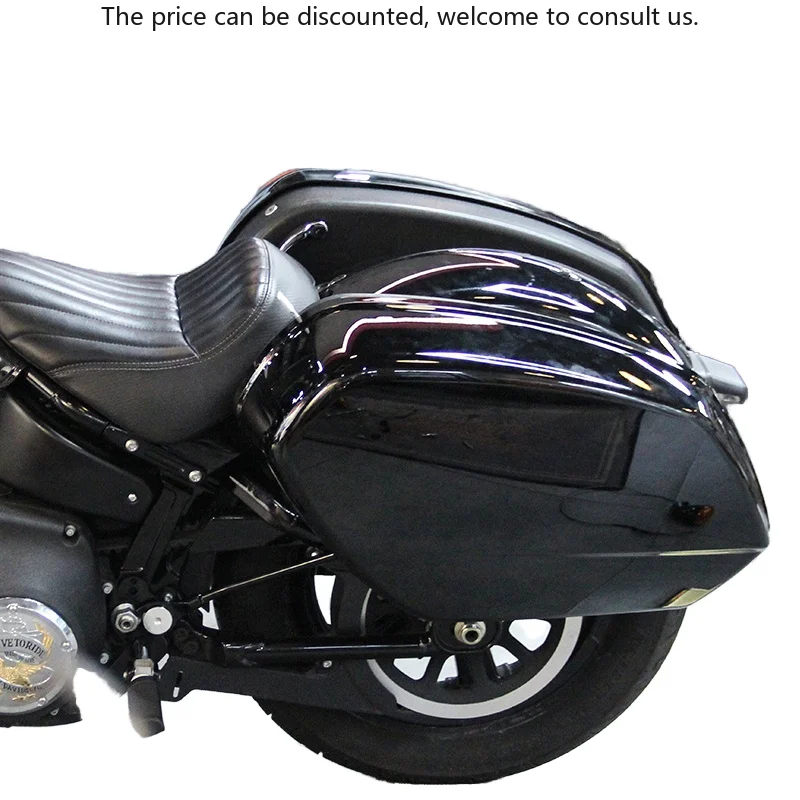 

Black FXLRST Saddlebags Luggage Fit 2018-later Low Rider ST FLSB Sport Glide High Motorcycle Tail Boxes Saddlebox