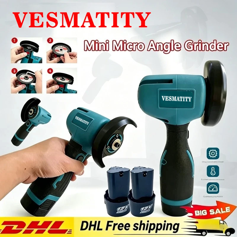 Cordless Miniature Rechargeable Mini Angle Grinder Cutting Blade Polishing Grinder for Cutting Diamond  For 18V-20VBattery