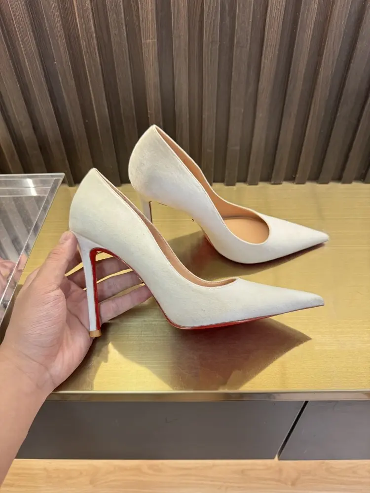 Green velvet high-heeled shoes for women, new winter slim heel 12cm, elegant and not tiring, sexy pointed toe for ladies view 3