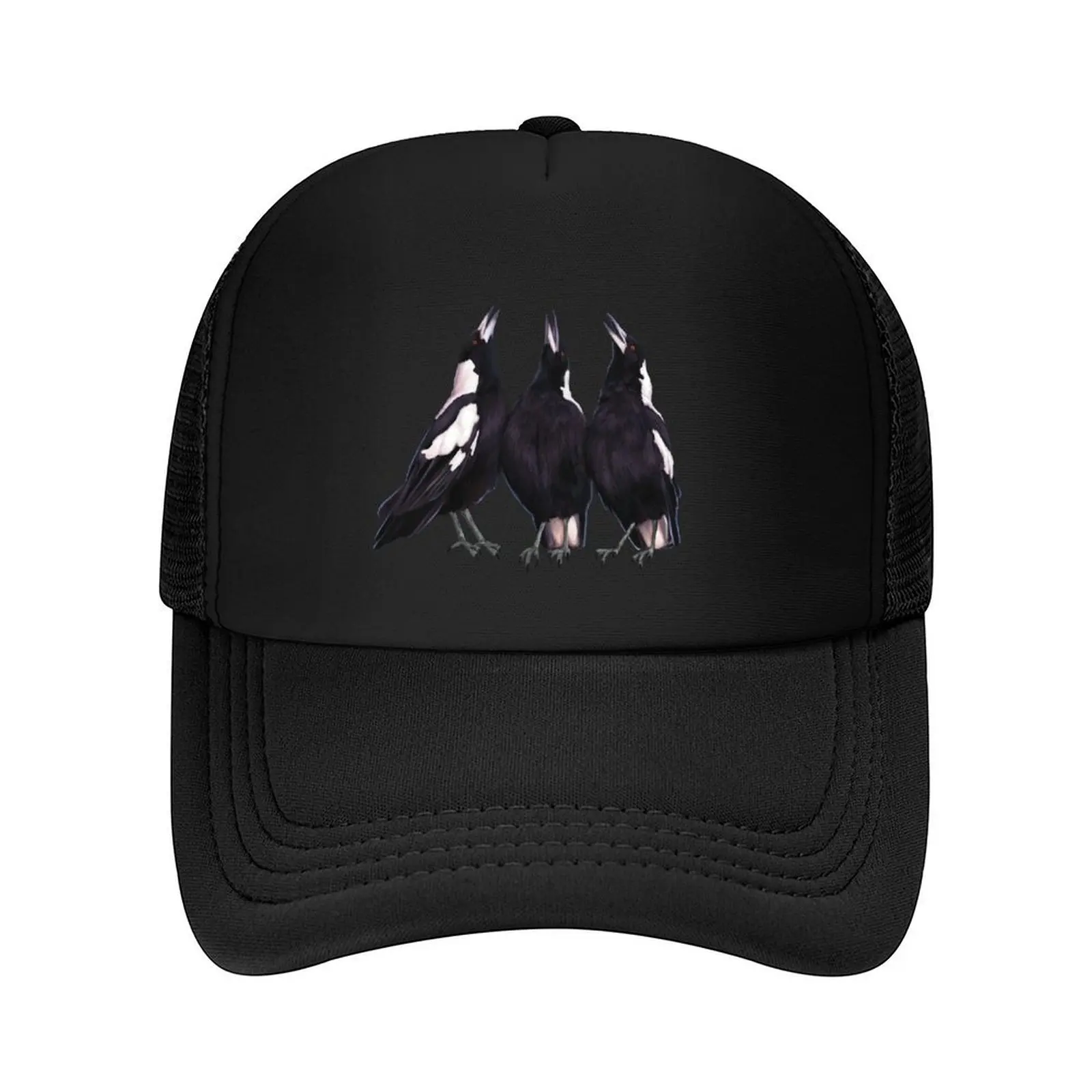

Trio of warbling magpies. Australian theme decor, original artwork. Unique gift. Baseball Cap hard hat Women Beach Fashion Men's