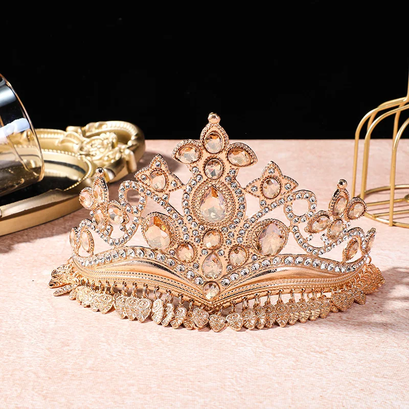 Rhinestone Tassel Crown Hair Accessory Exotic Ethnic Bridal Headpiece for Photo Shoot Dance Performance Light Luxury view 6