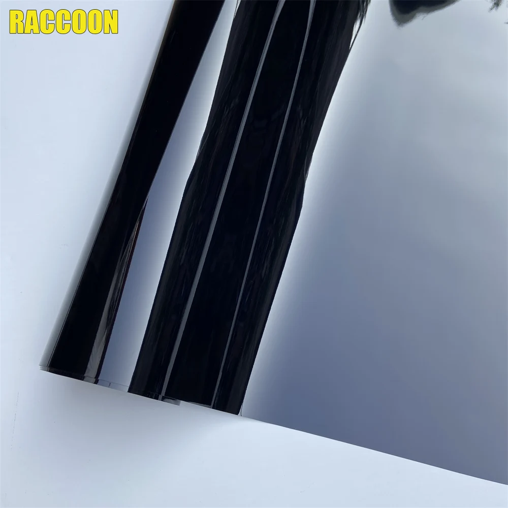3 Layers PET Black Glossy Vinyl Wrap Window Trim Film Car Stickers Air Bubble Free For Vehicle Roof Wing Pillar