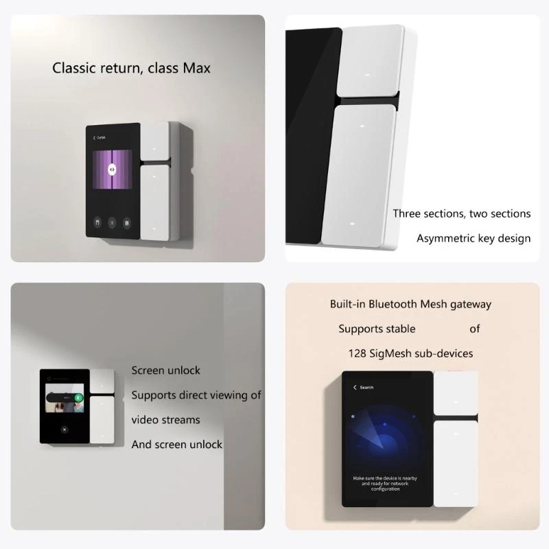  WiFi Intelligent Scene Wall Switches Panel 3.5inch Control Panel Home Automation LCD Screen Remote Controller