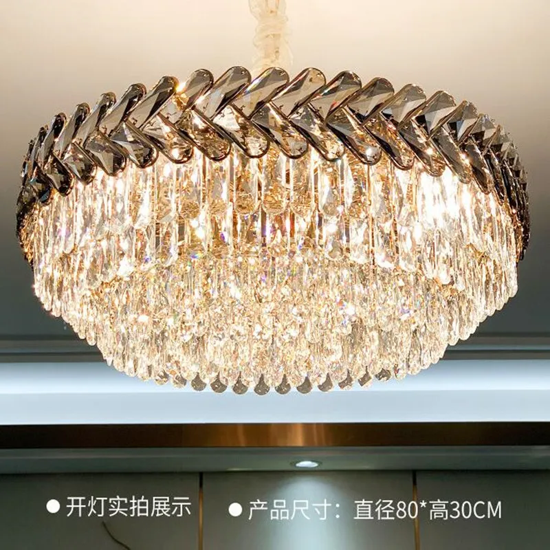 

Modern Led Chandelier for Living Room Dining Room Decoration Bedroom Round/Rectangle Kitchen Indoor Lighting Smoky Gray Lamp