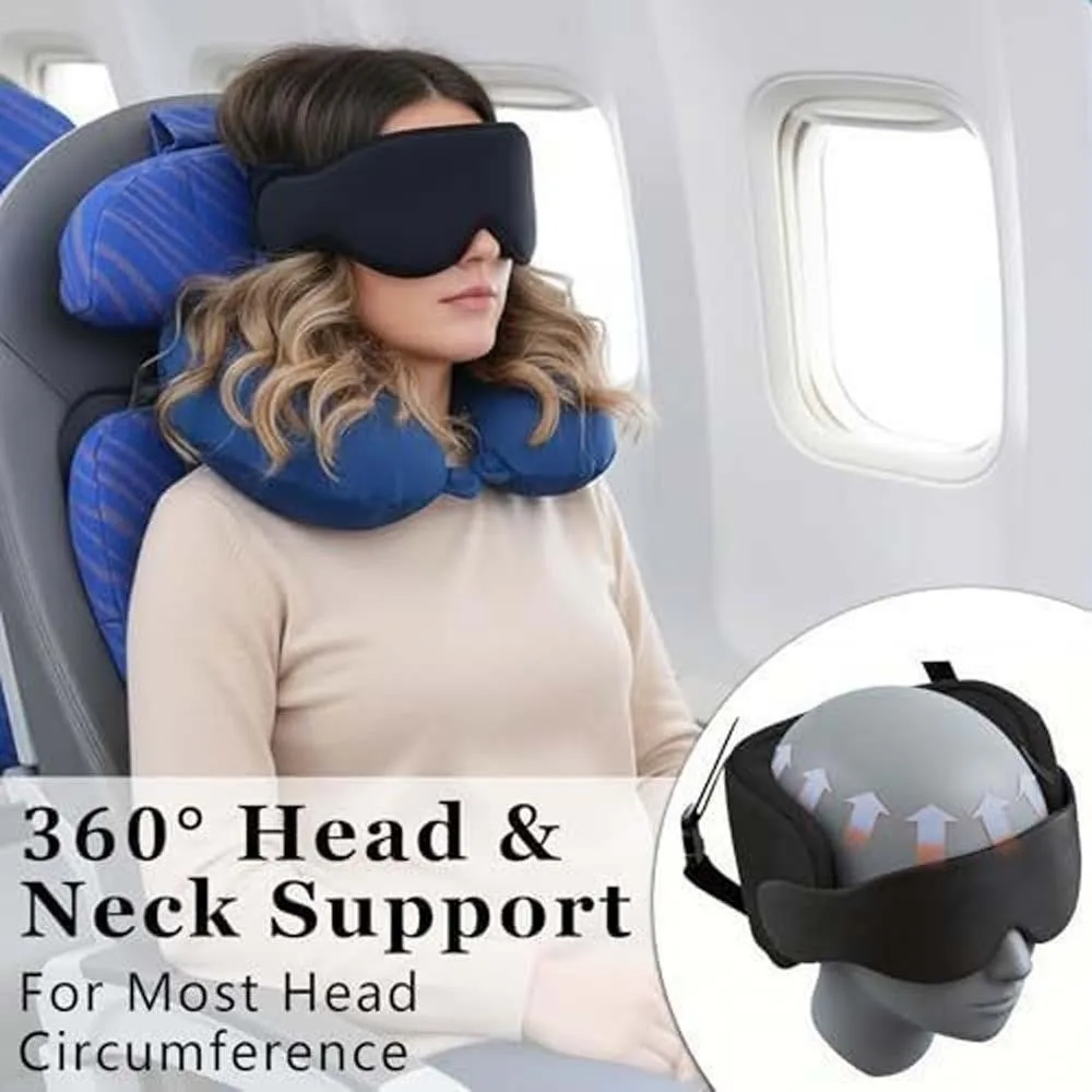 1Set Soft 3D Contoured Travel Pillow Adjustable Zero Eye Pressure Blackout Sleeping Mask 360-Degree Shading Multi-Functional