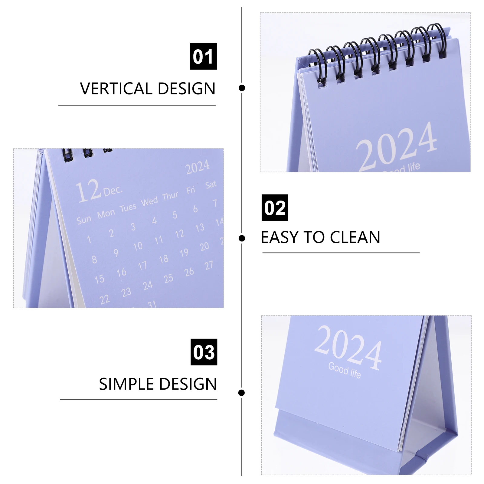 

6pcs Mini Desk Calendar Thickened Page Decorative Office Home 2024 Standing Calendar Countdown Reminder for Daily Schedule
