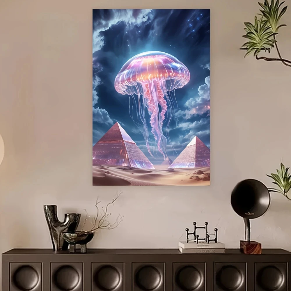 Modern Abstract Jellyfish Poster, Art decor Style, Suitable For Living Room Bedroom, Bathroom, Office, No Frame,