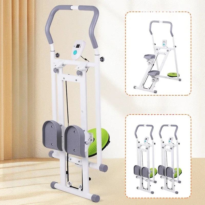 Stair Climber Machine for Indoor Cardio,Foldable Multifunction Stepper 119-133cm Adjustable Height,LCD Count Time Calorie
