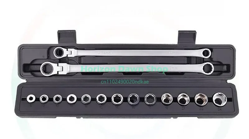 Suitable for Wrench Set Multi-specification  Sleeve Combination Fast Movable Head Plastic Box Dual-purpose