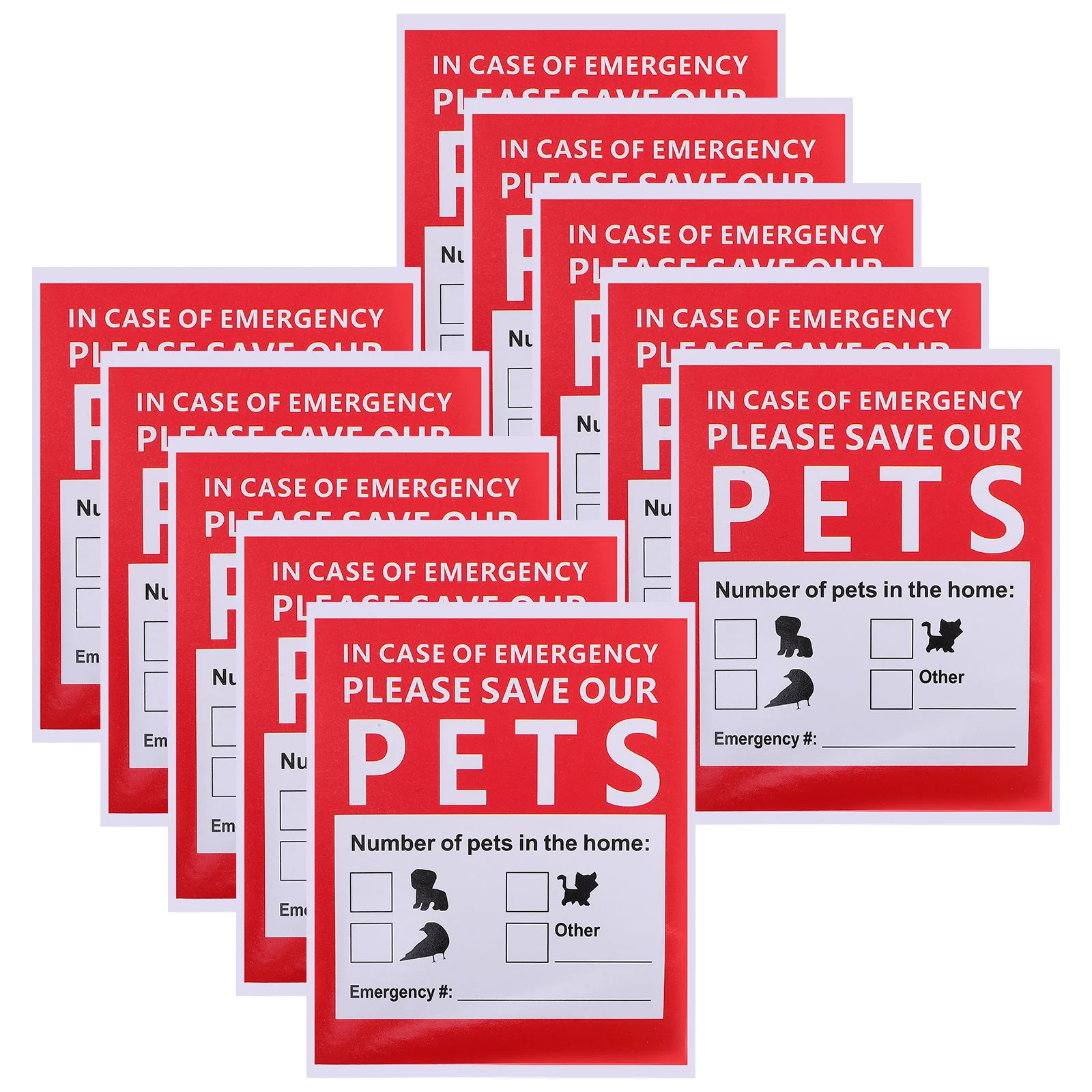 Red Fire Pets Rescue Adesivos, Window Finder Acessório, Decalque De Alerta De Segurança, 10 Folhas