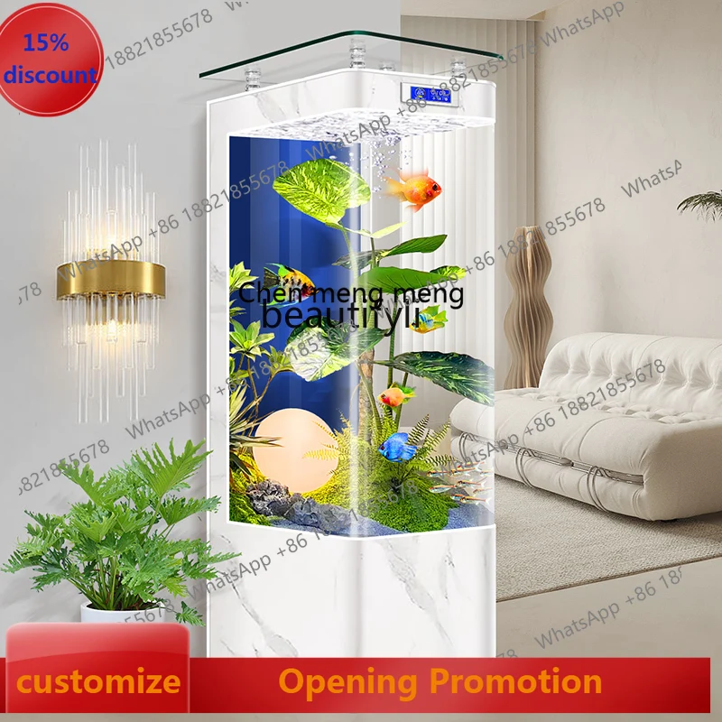 

S7486 ss Straight Curved Integrated Fish Tank TV Cabinet Vertical Small and Medium-Sized Floor Intelligent Aquarium
