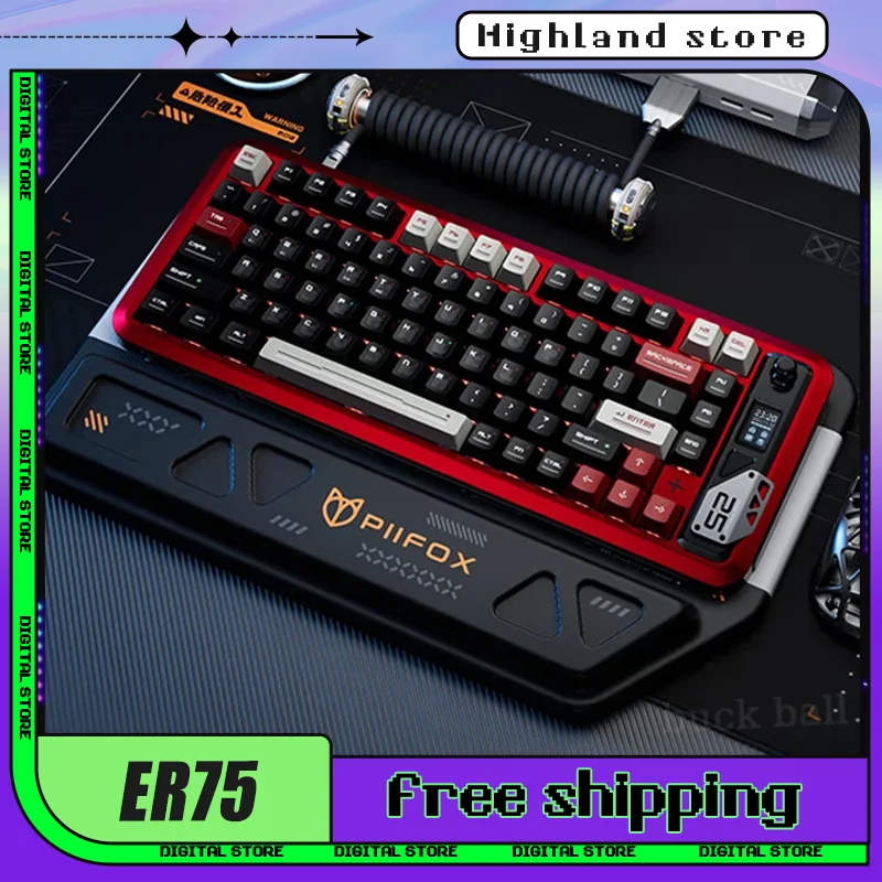 

PIIFOX ER75 Magnetic Switch Keyboard Mechanical Wireless Keyboards 3Mode Aluminium alloy 82key Hot Swap Fps Valorant Gamer Keybo