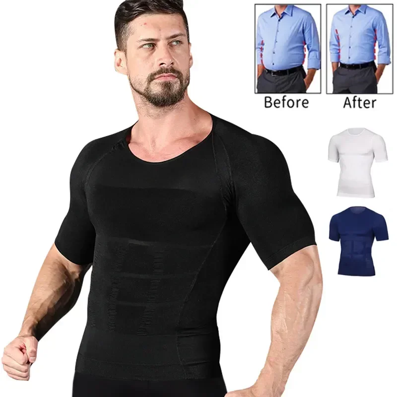 Control Compression Man Underwear Men Toning Slimming Body Shaper Belly Slim Corset Corrective T-shirt Posture Modeling Fat