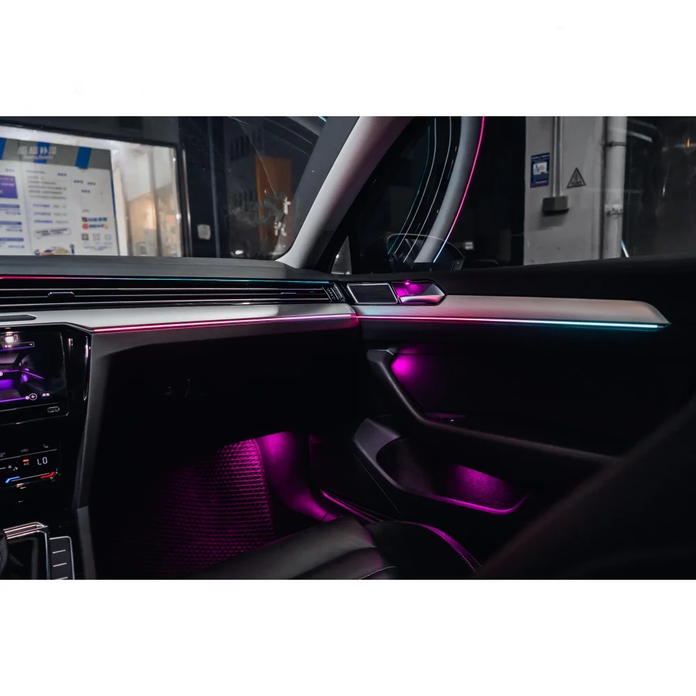 For VW Passat B8 Volkswagen Dynamic Atmosphere Light Chrome mold + Perfect instrument screen /APP control 64 color ambient light