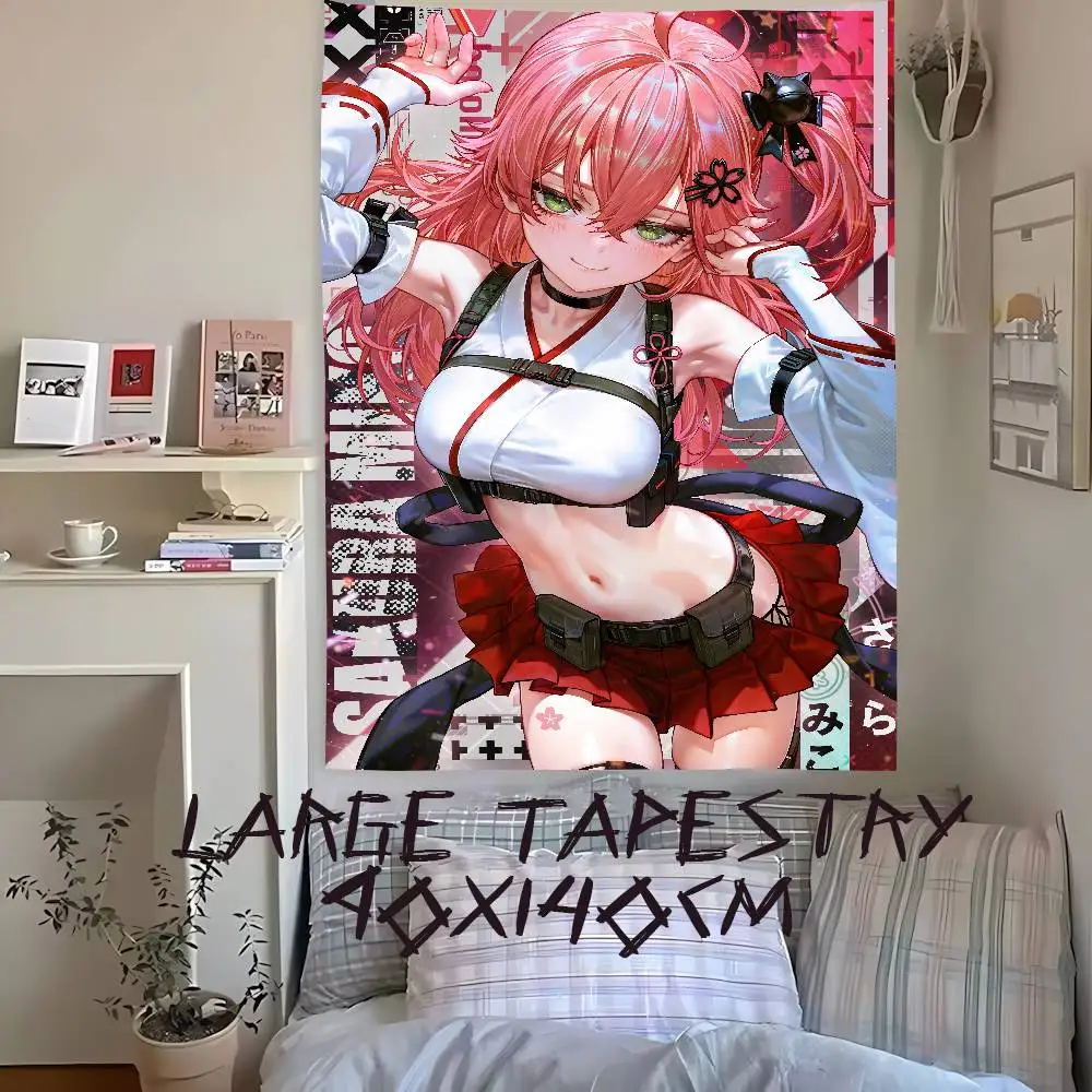 Top Pretty Hot Sakura Miko Popular Hololive Tapestry Popular Room Decoration Wall Tapestry Art Room Home Decor Wall Art Decor