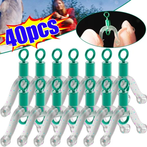 Imagen 2 del producto Separador de anzuelos de pesca, pluma antienredos, bifurcador de silicona verde, divisor de sublínea de alta elasticidad, herramienta de accesorios de aparejo de señuelo
