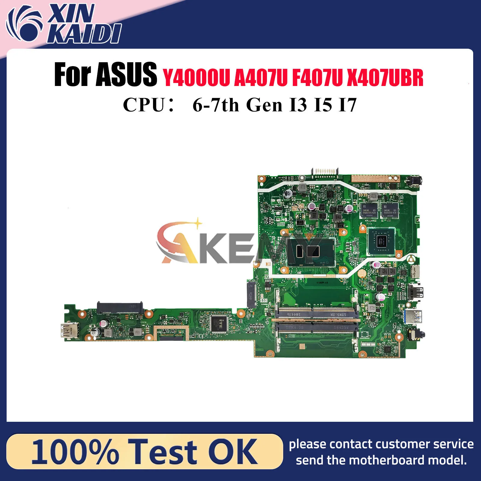 

X407UBR Материнская плата для ноутбука ASUS VivoBook X407U A407U X407UAR X407UV X407UF X407UB F407U Y4000U Материнская плата с процессором I3 I5 I7