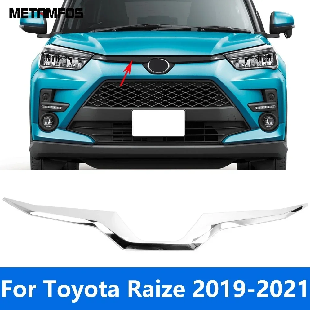 For Toyota Raize 2019 2020 2021 Chrome Front Upper Bonnet Bumper Grille Racing Grill Molding Trim Accessories Car Styling