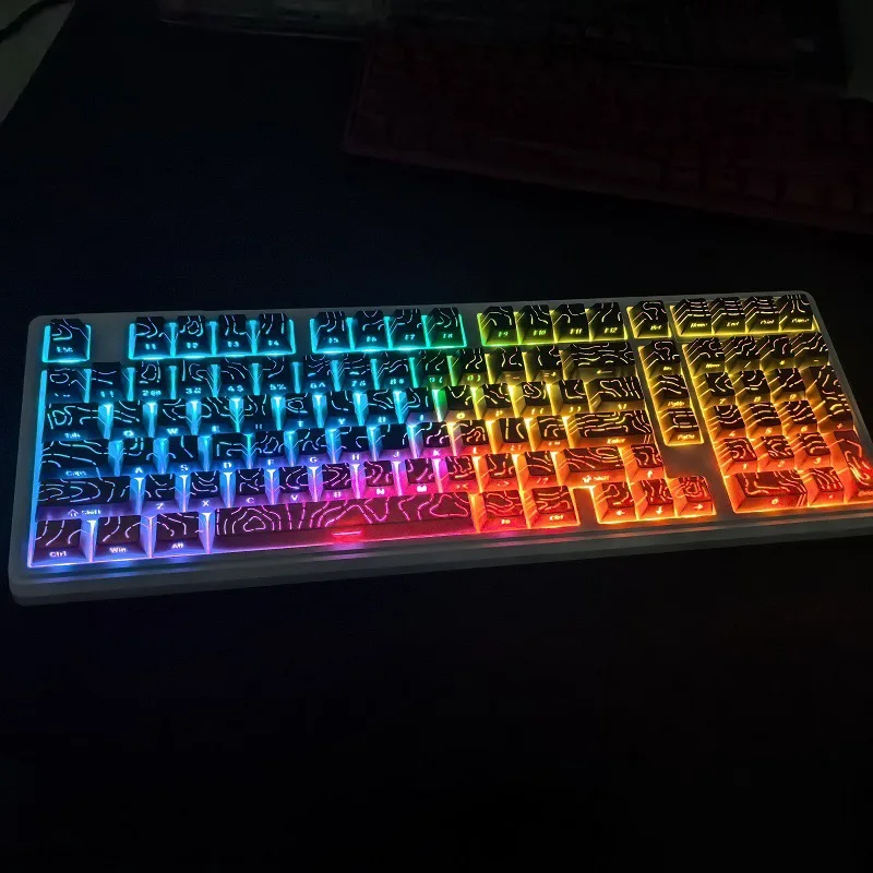 Contour Line Keycaps 4.0 Double Shot Side Print PBT OEM Profile Backlit Contour Keycaps ISO Layout For Mechanical Keyboard