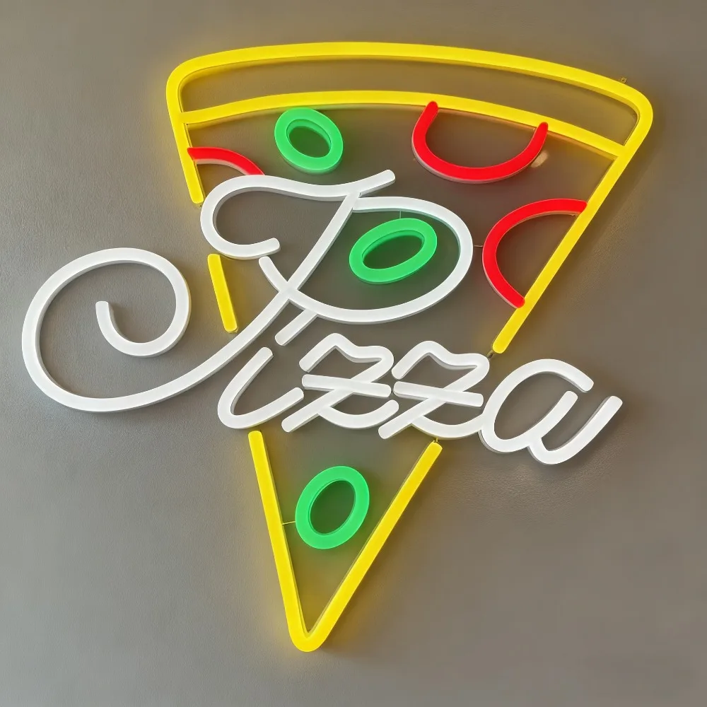 Pizza LED Neon Sign Dimmable USB Wall Light for Pizzeria Italian Restaurant Fast Food Shop Home Kitchen Wall Decor Party Gift