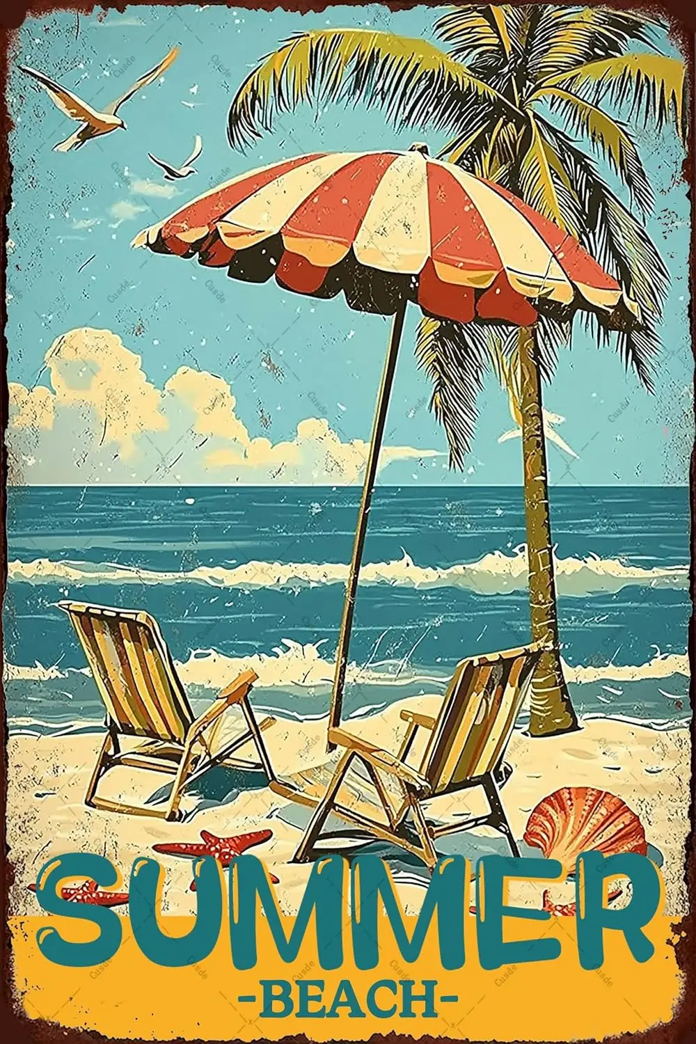 Summer Beach Signs Funny Metal Tin Signs Beach Posters Sunshine Decoration For Outdoor Pool Bedroom Bar Wall Decor 12x16 --Tin S