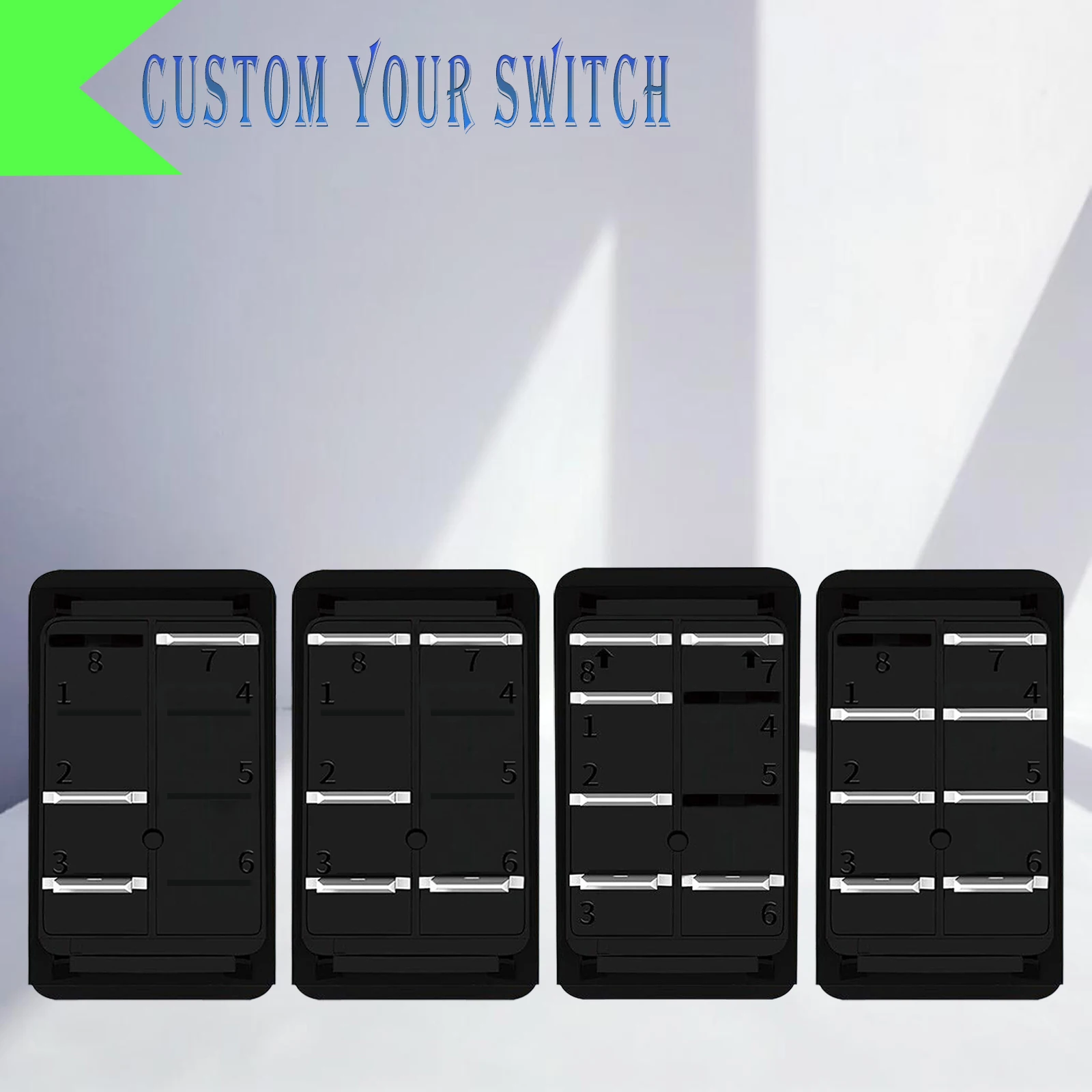 White Window Rocker Switch Green / Red Light Power ON OFF Push Button 12V DPDT ON OFF ON Toggle Switch With Car Boat Key Sticker