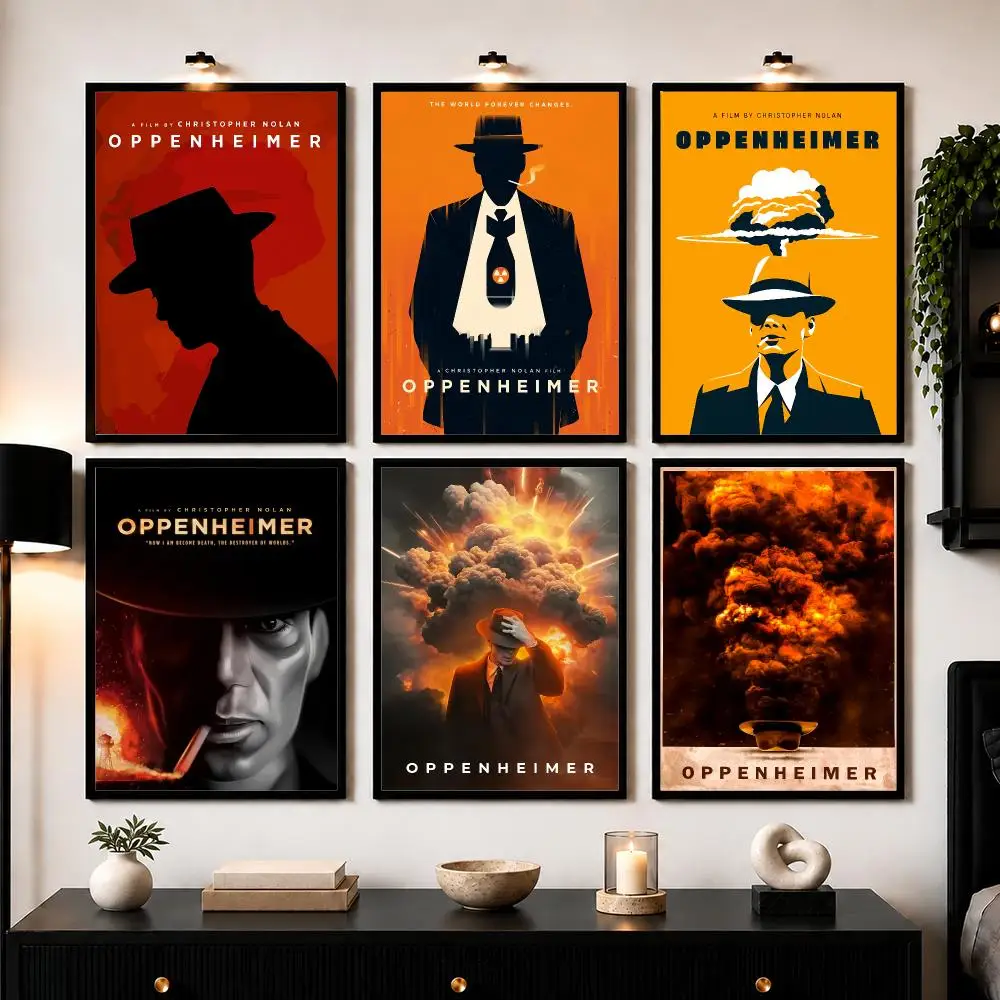 Movie O-Oppenheimer Poster Wall Art Sticker For Living Room Bedroom Bar Home Decor Mural Painting Decoration