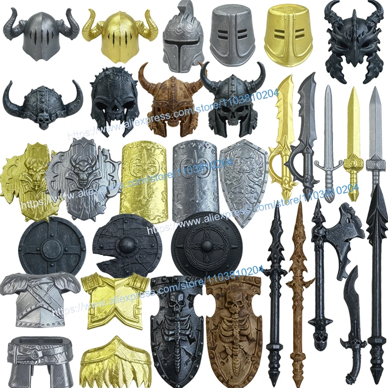MOC Medieval Figures Coat Building Blocks Orc Accessories Knife Bow Arrow Axe 3D Printed Cloaks Scarf Bricks Mini Toys Gifts E09
