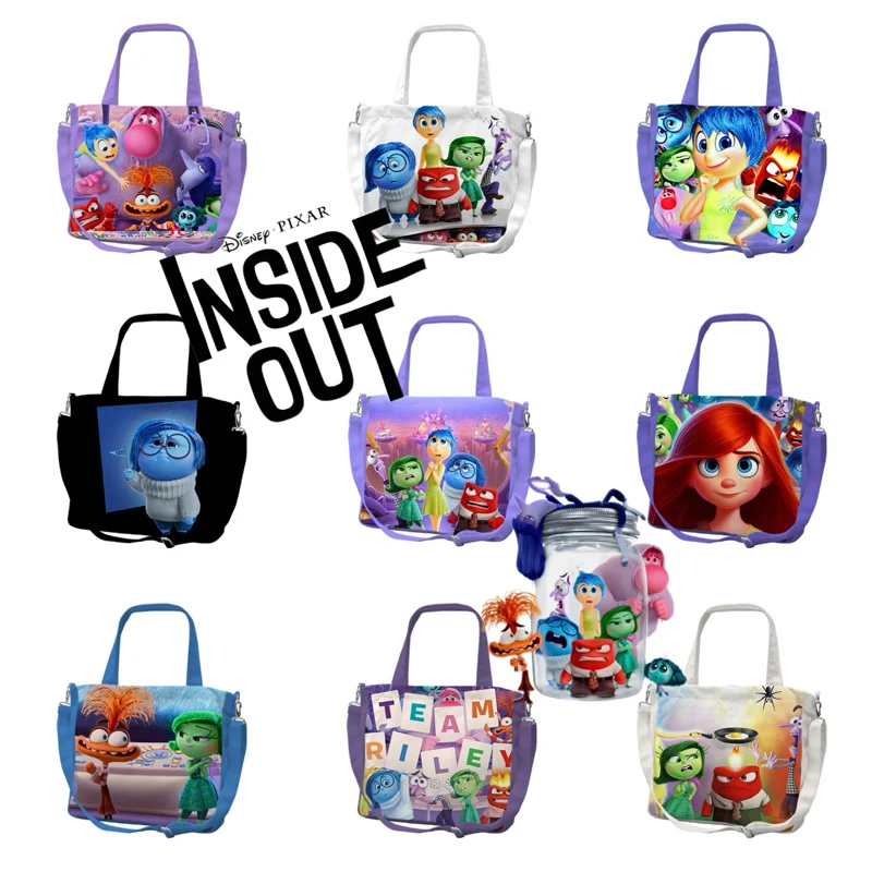 Disney Inside Out 2 Bag Anime Figures Joy Sadness Anxiety Single Shoulder Bags Handbag Crossbody Canvas Bag for Christmas Gifts